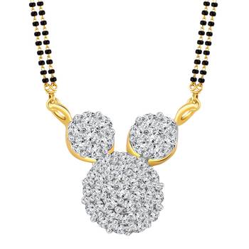 Vighnaharta Maharashtrian CZ Vati Mani Gold and Rhodium Plated Alloy Mangalsutra for Women - [VFJ1218MSPG] 2