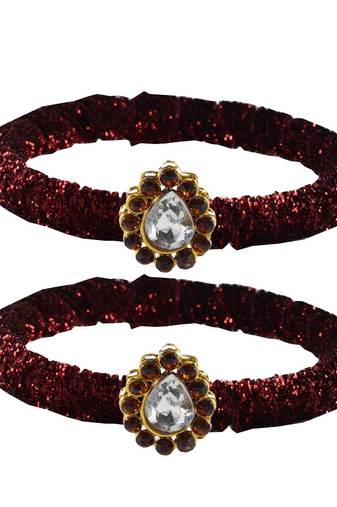 Brass And Acrylic Bangles Color-Maroon