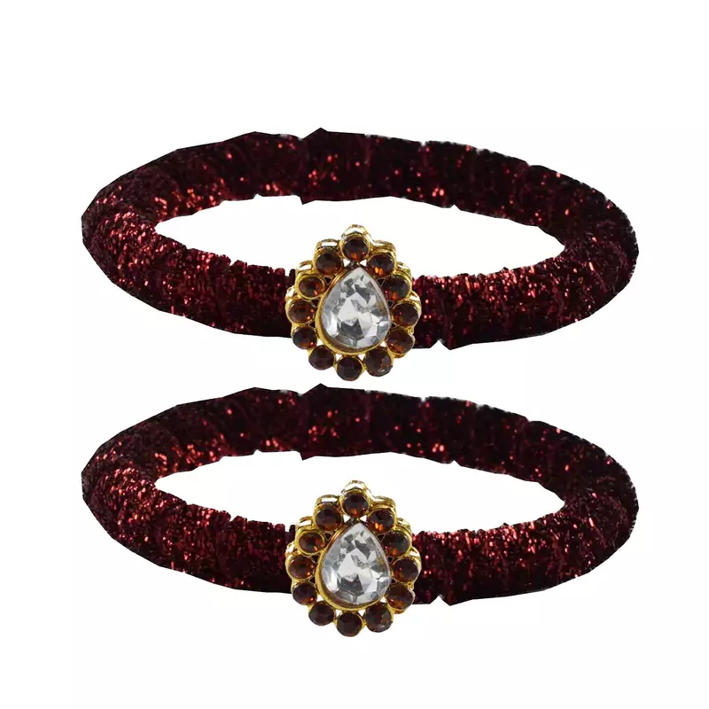 Brass And Acrylic Bangles Color-Maroon