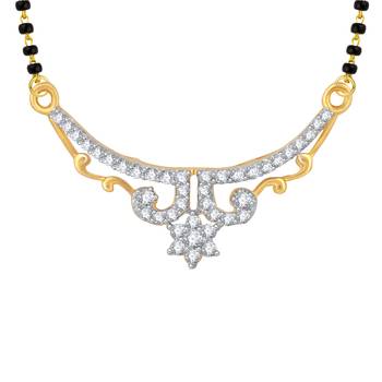 Vighnaharta Traditional CZ Gold and Rhodium Plated Alloy Mangalsutra for Women - [VFJ1224MSPG] 2