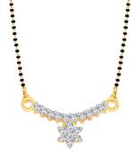 Vighnaharta Mini Flower Drop CZ Gold and Rhodium Plated Alloy Mangalsutra for women - [VFJ1228MSPG]