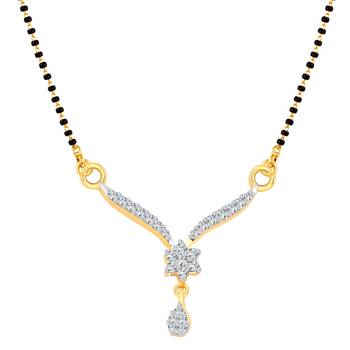 Vighnaharta Flower Shine CZ Gold and Rhodium Plated Alloy Mangalsutra for women - [VFJ1229MSPG] 1