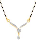 Vighnaharta Flower Shine CZ Gold and Rhodium Plated Alloy Mangalsutra for women - [VFJ1229MSPG]