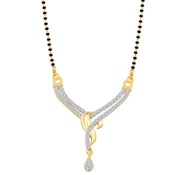 Vighnaharta Curv Design CZ Gold and Rhodium Plated Alloy Mangalsutra for women - [VFJ1230MSPG] 1