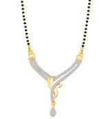 Vighnaharta Curv Design CZ Gold and Rhodium Plated Alloy Mangalsutra for women - [VFJ1230MSPG]