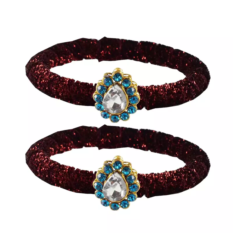Brass And Acrylic Bangles Color-Maroon