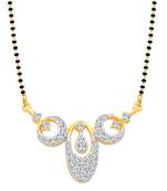 Vighnaharta Round & Oval Design CZ Gold and Rhodium Plated Alloy Mangalsutra for women - [VFJ1232MSPG]