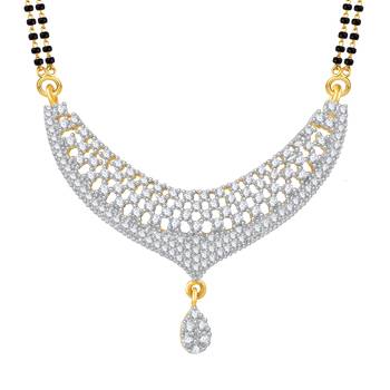 Vighnaharta Saubhagya CZ Gold and Rhodium Plated Alloy Mangalsutra for Women [VF1234MSPG] 1