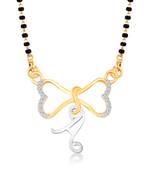 Vighnaharta Anniversary Gift initial "A" alphabet CZ Gold and Rhodium Plated Alloy Mangalsutra for Women- [VF1235MSPG]