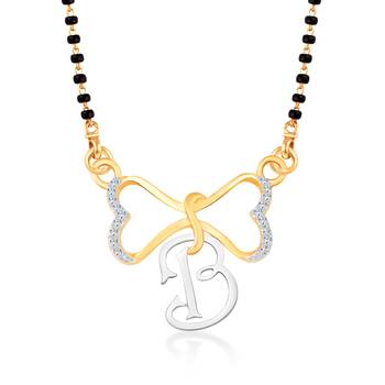 Vighnaharta Anniversary Gift initial "B" alphabet CZ Gold and Rhodium Plated Alloy Mangalsutra for Women- [VF1236MSPG] 1