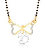Vighnaharta Anniversary Gift initial "B" alphabet CZ Gold and Rhodium Plated Alloy Mangalsutra for Women- [VF1236MSPG]