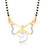 Vighnaharta Anniversary Gift initial "D" alphabet CZ Gold and Rhodium Plated Alloy Mangalsutra for Women- [VF1237MSPG]