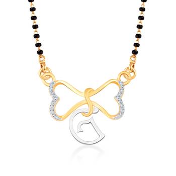Vighnaharta Anniversary Gift initial "G" alphabet CZ Gold and Rhodium Plated Alloy Mangalsutra for Women- [VF1238MSPG] 1