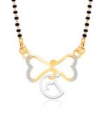 Vighnaharta Anniversary Gift initial "G" alphabet CZ Gold and Rhodium Plated Alloy Mangalsutra for Women- [VF1238MSPG]