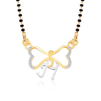Vighnaharta Anniversary Gift initial "H" alphabet CZ Gold and Rhodium Plated Alloy Mangalsutra for Women- [VF1239MSPG] 1