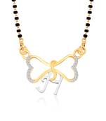 Vighnaharta Anniversary Gift initial "H" alphabet CZ Gold and Rhodium Plated Alloy Mangalsutra for Women- [VF1239MSPG]