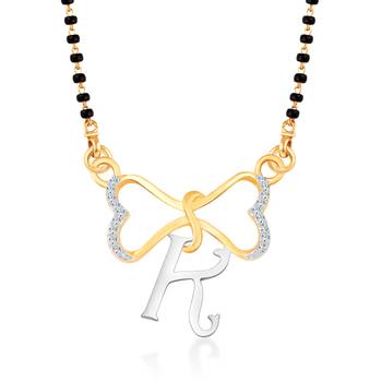 Vighnaharta Anniversary Gift initial "K" alphabet CZ Gold and Rhodium Plated Alloy Mangalsutra for Women- [VF1241MSPG] 1