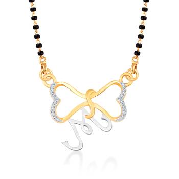Vighnaharta Anniversary Gift initial "M" alphabet CZ Gold and Rhodium Plated Alloy Mangalsutra for Women- [VF1242MSPG] 1