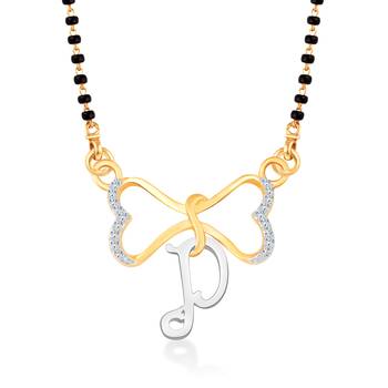 Vighnaharta Anniversary Gift initial "P" alphabet CZ Gold and Rhodium Plated Alloy Mangalsutra for Women- [VF1244MSPG] 1