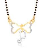 Vighnaharta Anniversary Gift initial "P" alphabet CZ Gold and Rhodium Plated Alloy Mangalsutra for Women- [VF1244MSPG]