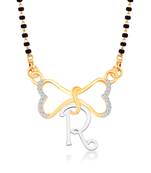 Vighnaharta Anniversary Gift initial "R" alphabet CZ Gold and Rhodium Plated Alloy Mangalsutra for Women- [VF1245MSPG]