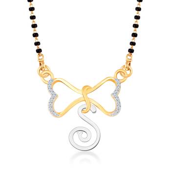 Vighnaharta Anniversary Gift initial "S" alphabet CZ Gold and Rhodium Plated Alloy Mangalsutra for Women- [VF1246MSPG] 1