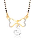 Vighnaharta Anniversary Gift initial "S" alphabet CZ Gold and Rhodium Plated Alloy Mangalsutra for Women- [VF1246MSPG]