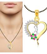 Vighnaharta Traditional Flower Heart in "A" Letter CZ Gold and Rhodium Plated Alloy Fancy Mangalsutra -[VFJ01301MSPG]
