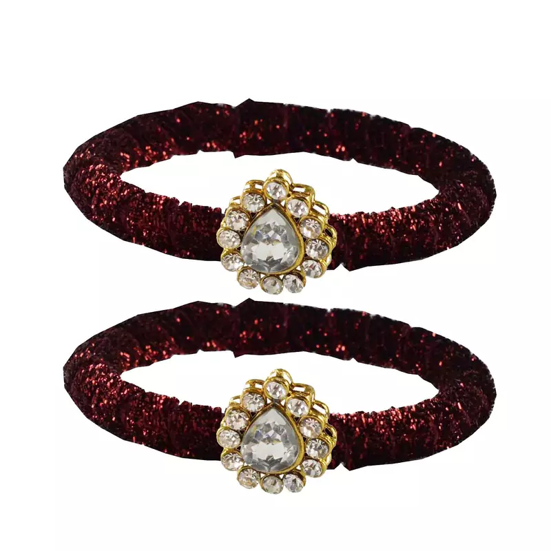 Brass And Acrylic Bangles Color-Maroon