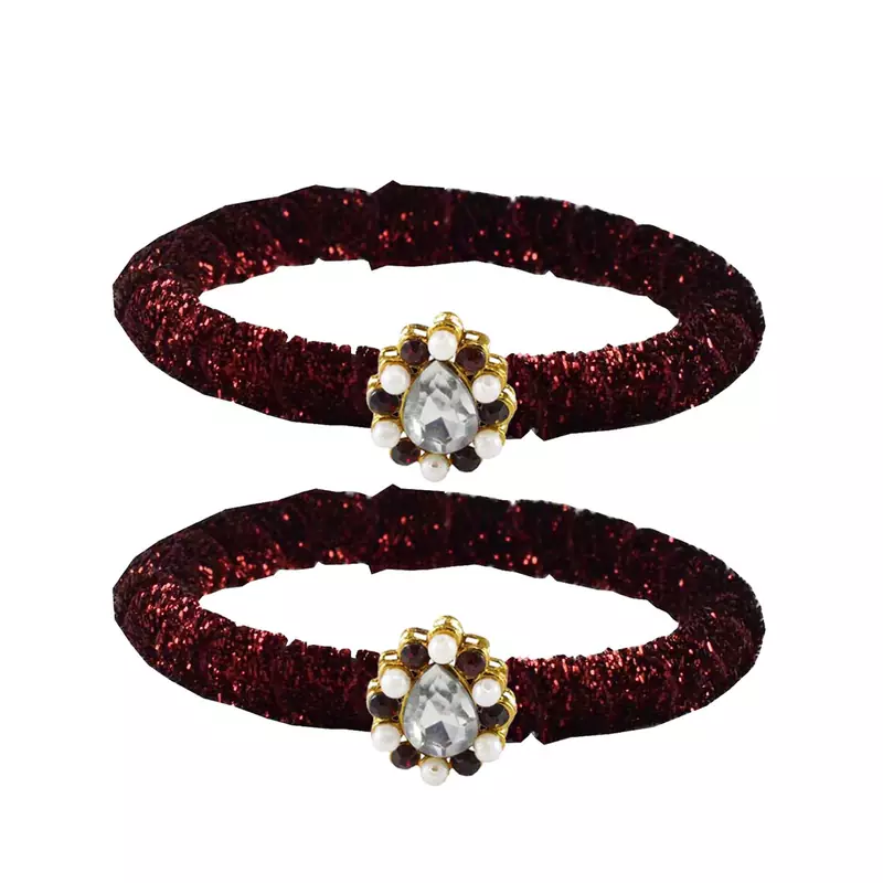 Brass And Acrylic Bangles Color-Maroon