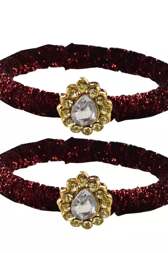 Brass And Acrylic Bangles Color-Maroon