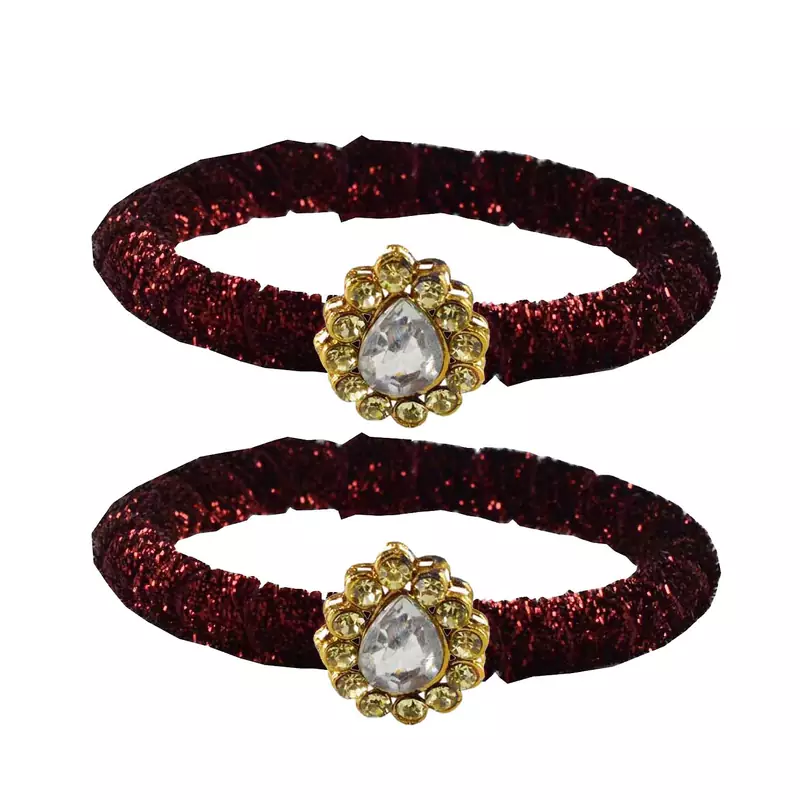 Brass And Acrylic Bangles Color-Maroon