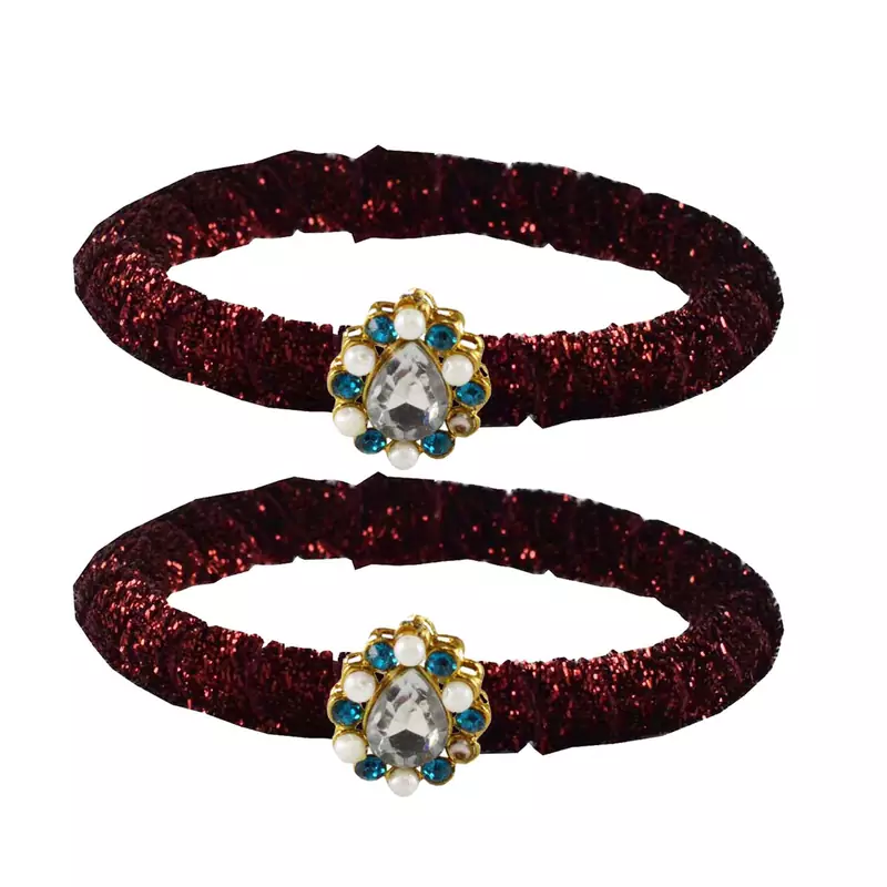 Brass And Acrylic Bangles Color-Maroon