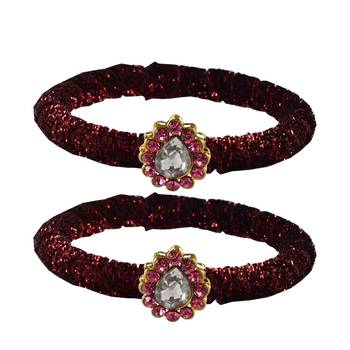 Brass And Acrylic Bangles Color-Maroon 1