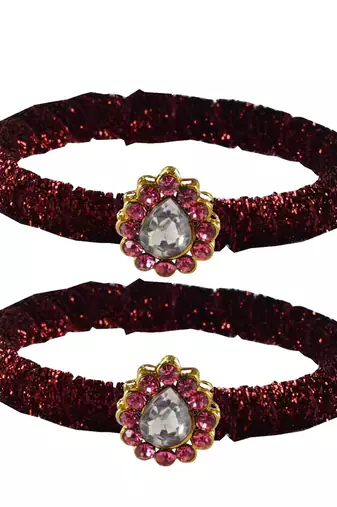Brass And Acrylic Bangles Color-Maroon