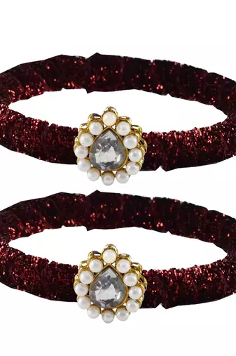Brass And Acrylic Bangles Color-Maroon