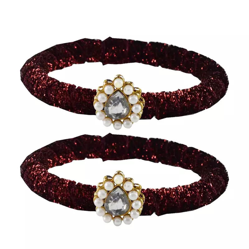 Brass And Acrylic Bangles Color-Maroon