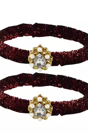 Brass And Acrylic Bangles Color-Maroon