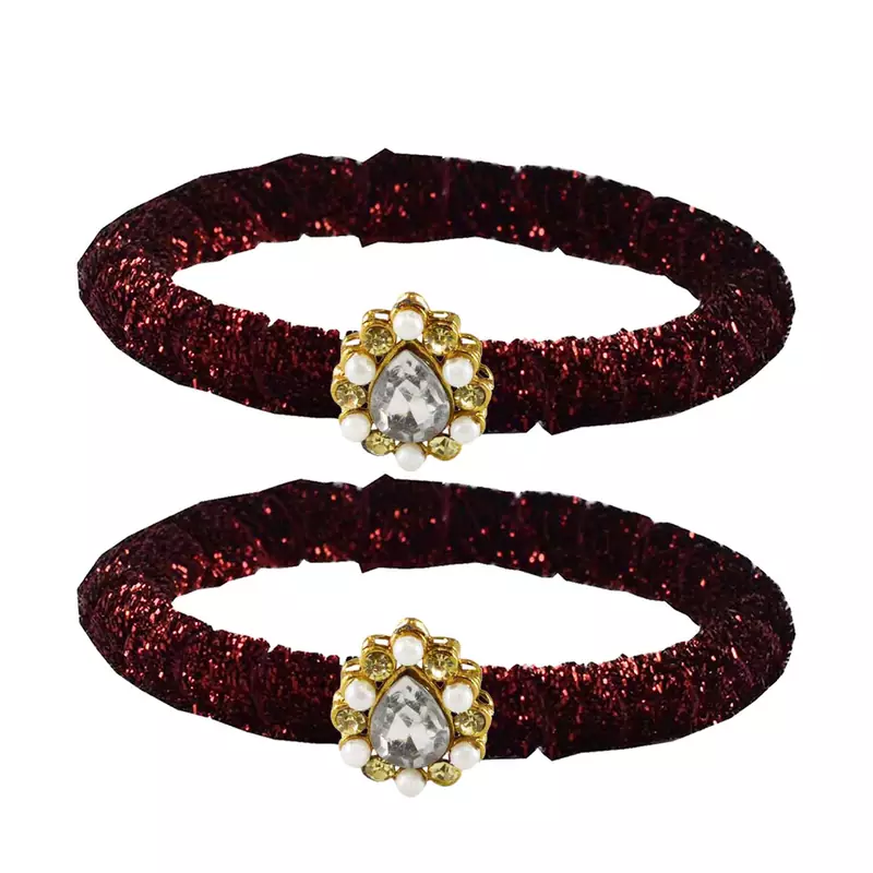 Brass And Acrylic Bangles Color-Maroon