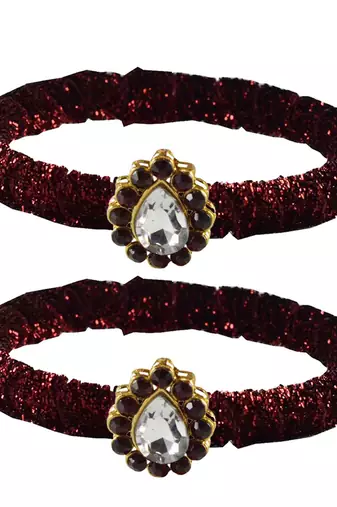 Brass And Acrylic Bangles Color-Maroon