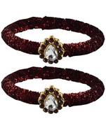 Brass And Acrylic Bangles Color-Maroon
