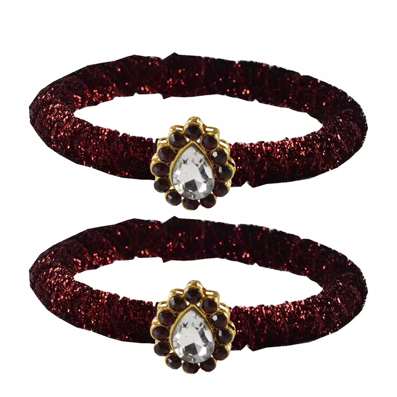 Brass And Acrylic Bangles Color-Maroon
