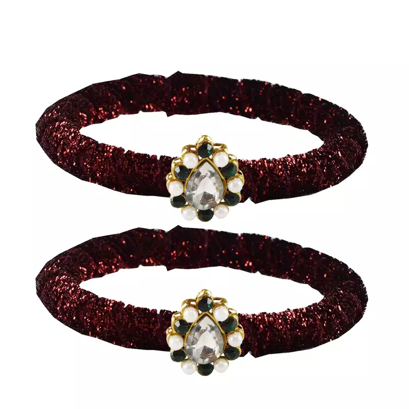 Brass And Acrylic Bangles Color-Maroon