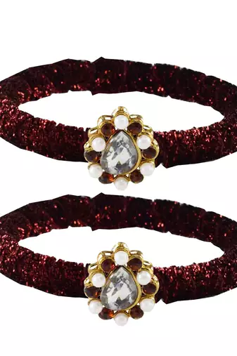 Brass And Acrylic Bangles Color-Maroon