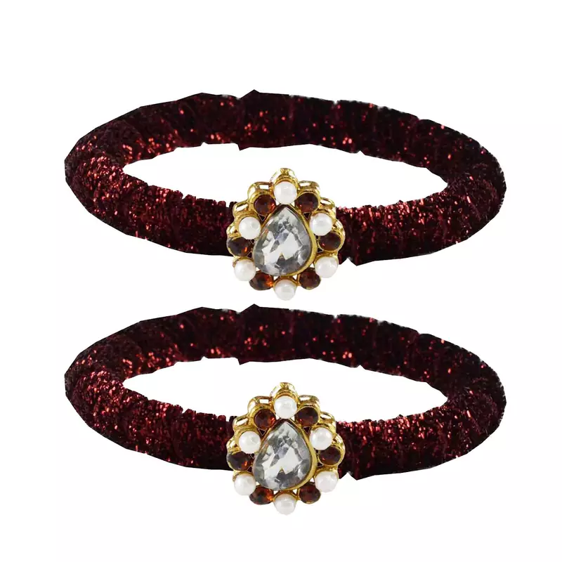 Brass And Acrylic Bangles Color-Maroon