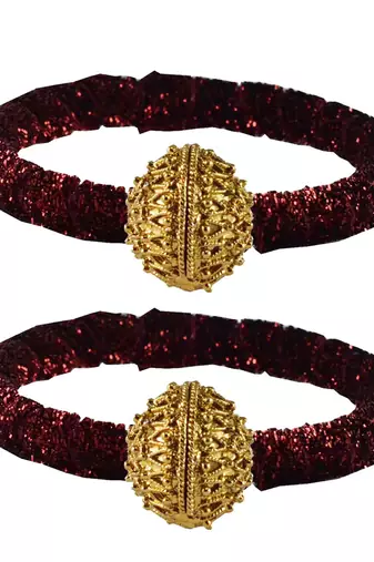 Brass And Acrylic Bangles Color-Maroon