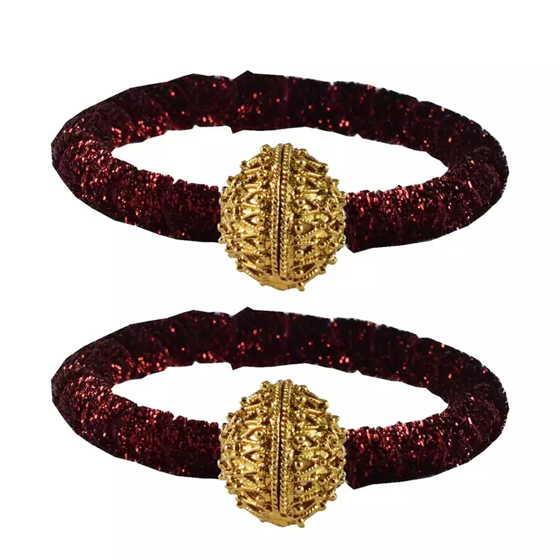 Brass And Acrylic Bangles Color-Maroon