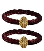 Brass And Acrylic Bangles Color-Maroon