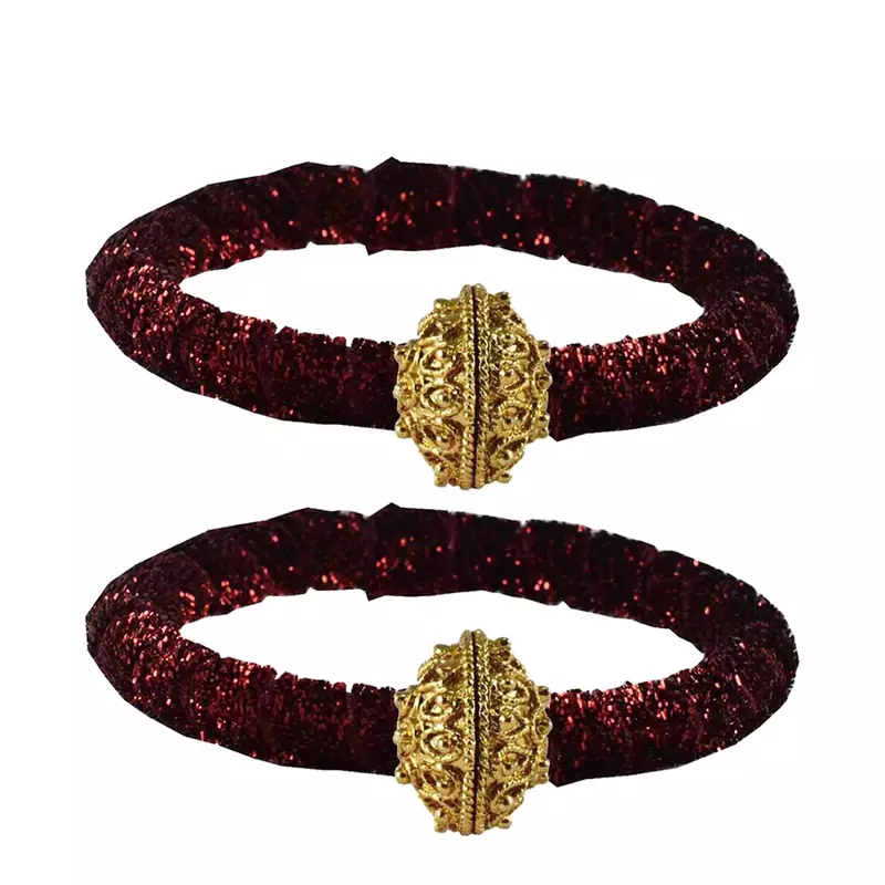 Brass And Acrylic Bangles Color-Maroon