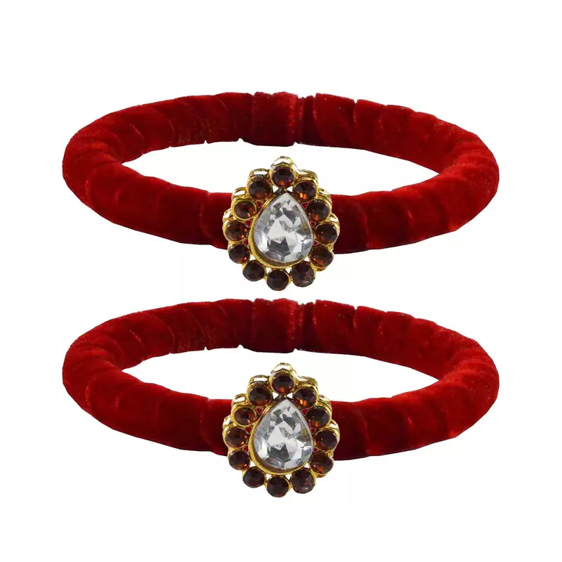 Brass And Acrylic Bangles Color-Red